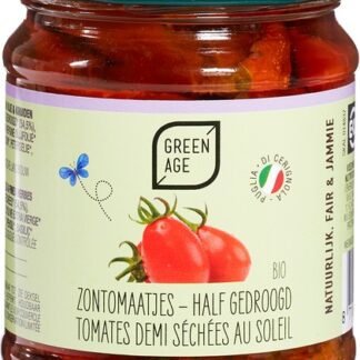 Half zongedroogde tomaten in olie, 190 gram. Green age