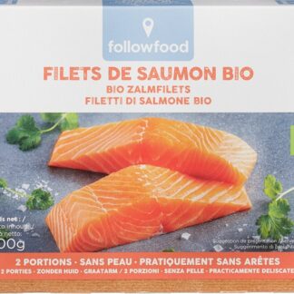 Zalmfilet zonder  huid, 200 gram. Followfood. Uit de vriezer