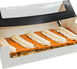 Oranje tompouce, per 4 stuk. Bakker van der Westen