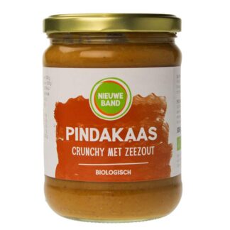 Pindakaas crunchy met zeezout, 500 gram. Nieuwe Band