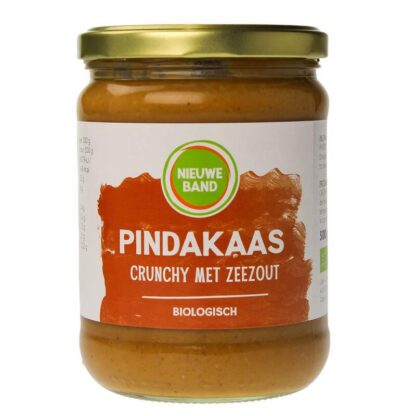Pindakaas crunchy met zeezout, 500 gram. Nieuwe Band
