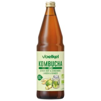 Kombucha lime ginger, 750ml. Voelkel