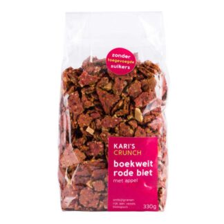Granola boekweit rode biet, 330 gram. Zonder toegevoegde suiker. Karis Crunch