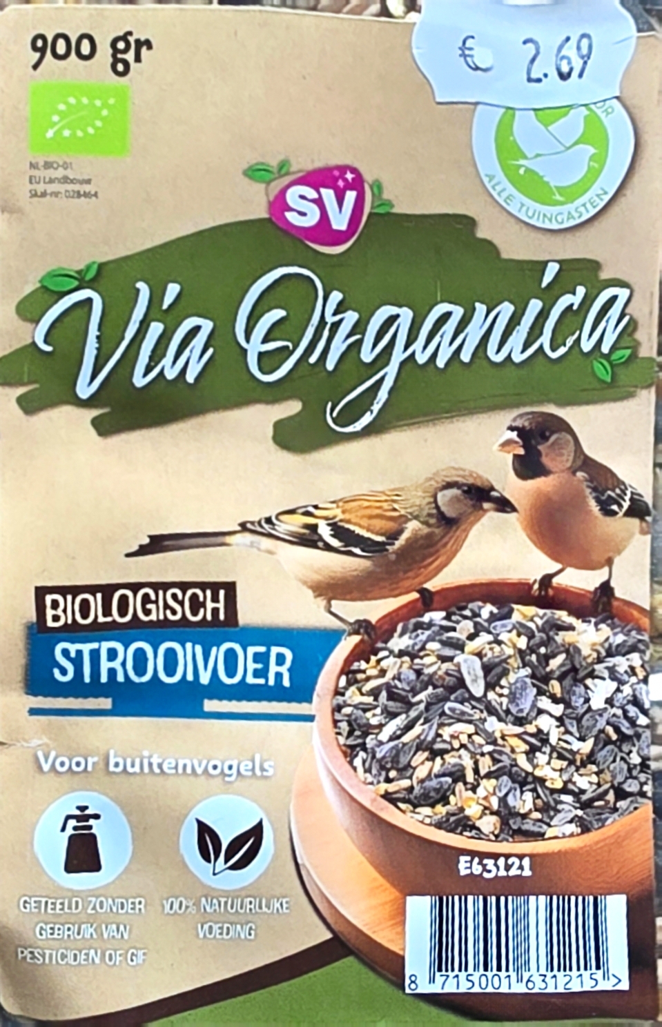 Strooivoer, 900 gram. Via Organica